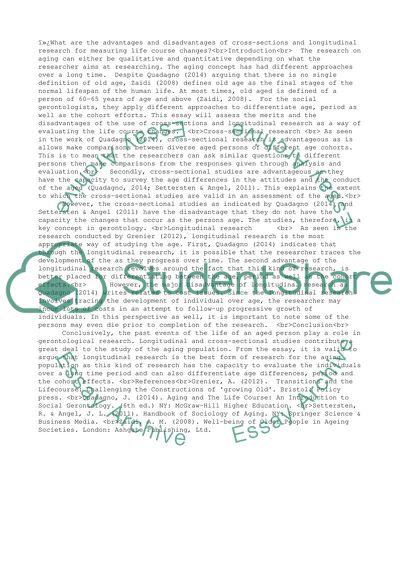 The Advantages and Disadvantages of Cross-sections and Longitudinal Research for Measuring Life Course Changes