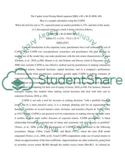 Capital Asset Pricing Model