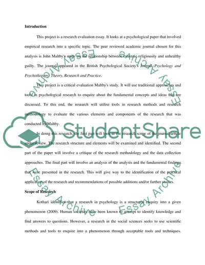 Research Evaluation of John Maltbys Journal