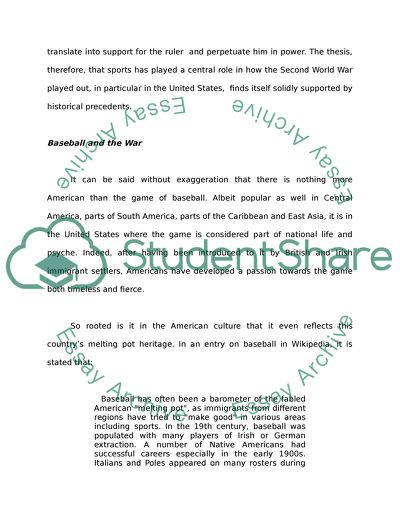The Impact of Baseball during the Second World War