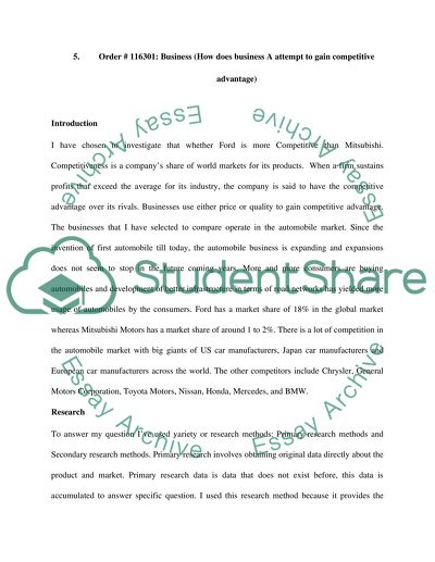 Ford Motor Company and Mitsubishi Motor Corporation