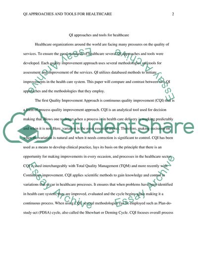 Quality Improvement Methods in Health Care