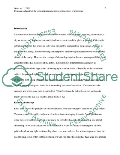 The Communitarian and Cosmopolitan Views of Citizenship