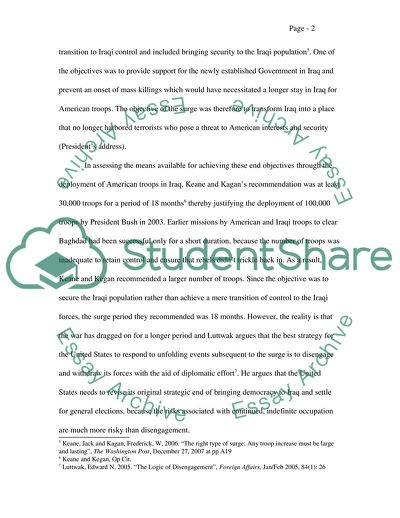 Aspects of the Current American Surge Strategy for Iraq