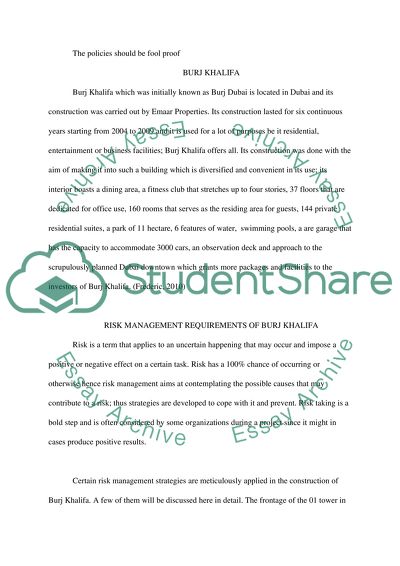 Risk Management in the Burj Khalifa Construction