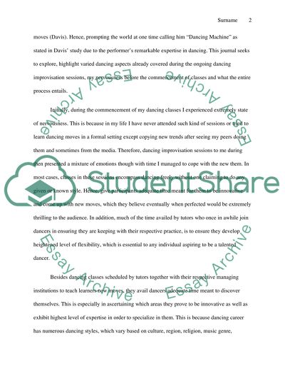 Dance Class Journal Issues