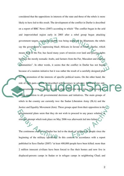 Main Aspects of Conflict in Darfur