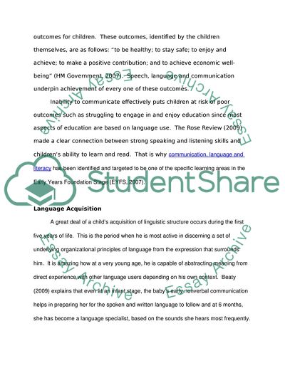 Supporting Very Young Childrens Communication, Language and Literacy Development