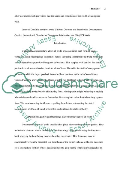 Documentary Sale with Letter of Credit