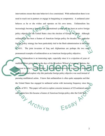 A Feature of American Foreign Policy After the Cold War