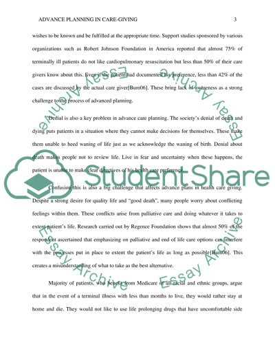 Challenges of Advance Planning in Care-Giving