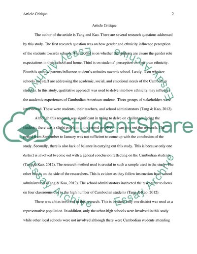 Education of Cambodian Students in an Urban High School