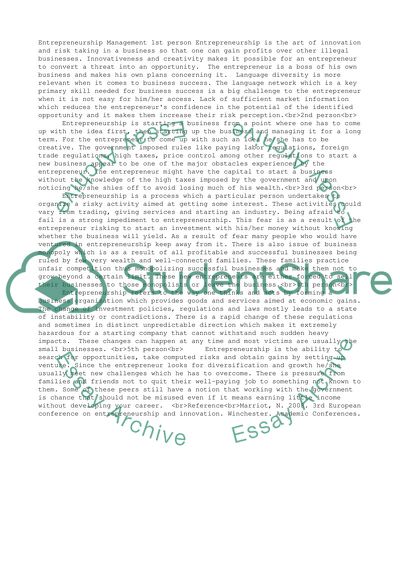 Entrepreneurship Management