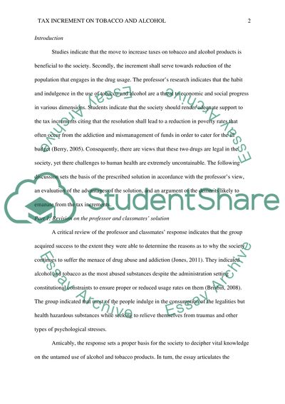 Tax Increment on Tobacco and Alcohol Products