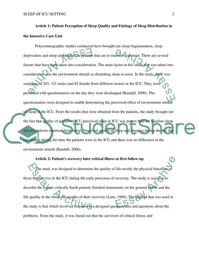 Sleep in ICU Setting