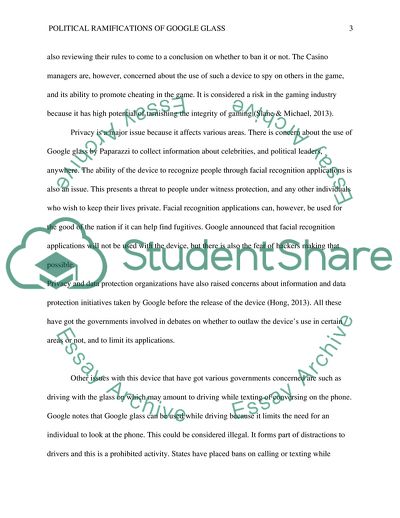 Political Ramifications of Google Glass