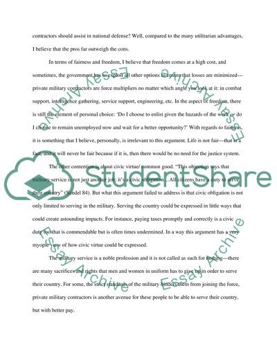 Private Military Contractors Assistance in National Defense