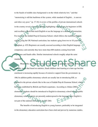 Teaching English in elementary schools in Saudi Arabia