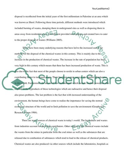 Chemical wast disposal