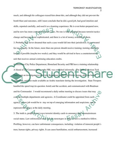 Terrorist Investigation Issues