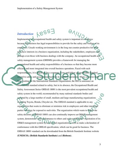 Implementing an Occupational Health and Safety System