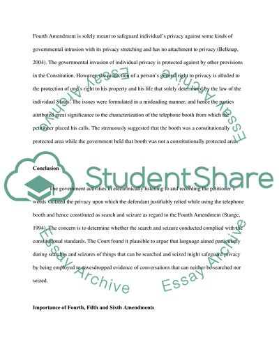 Fourth, Fifth and Sixth Amendment Rights and USA Patriot Act