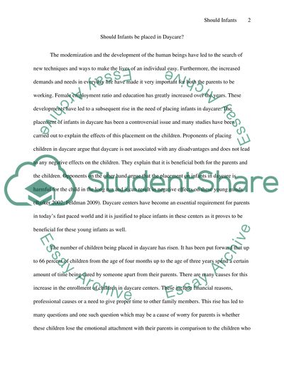 Should Infants Be Placed in Day Care