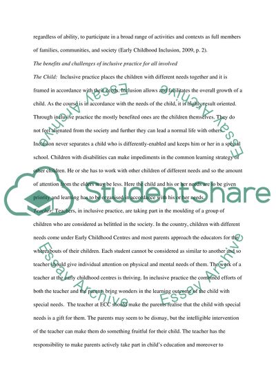 The aspects of inclusion on the children with the special needs