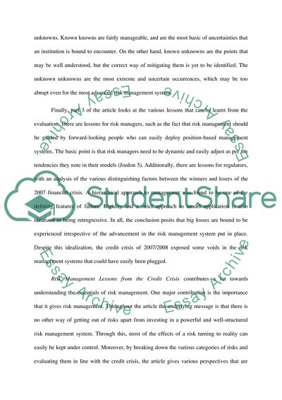 Financial Risk Management