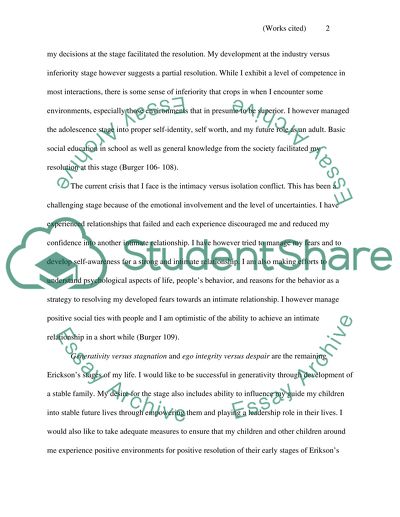 Eriksons Model of Developmental