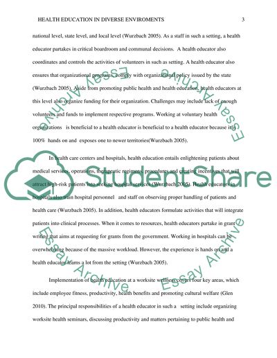 Health Education in Diverse Environments