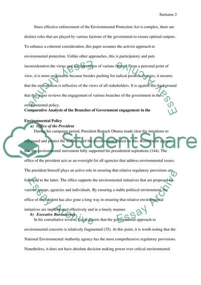 Analysis of the Public Policy Process of the US Governance System: The Environment