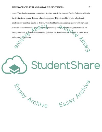 Issues of Faculty Training for Online Courses