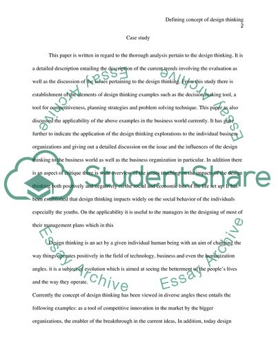 Defining Concept of Design Thinking