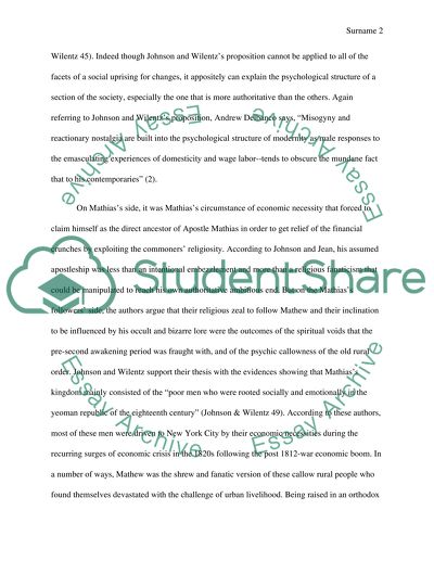 Critical Analysis Paper on Paul E. Johnson & Sean Wilentz The Kingdom of Matthias