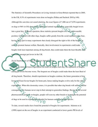 In defence of beagles: the socio-economic implications of using beagles in animal testing