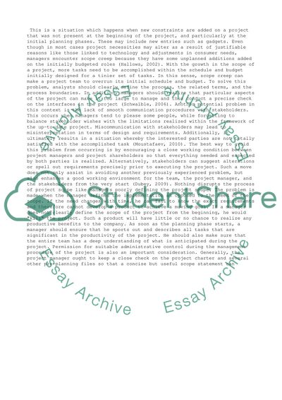 Potential Project Scope Management Problems