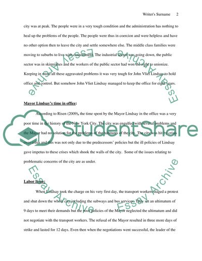 Mayor John Lindsays Time in the Office