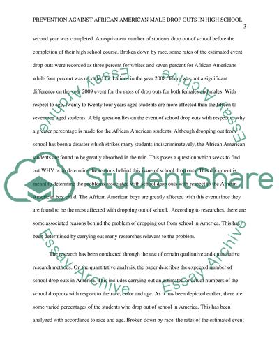 Prevention against African American Male Drop outs in high school