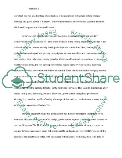 Development vs Poverty and Hunger as a Result of Globalization