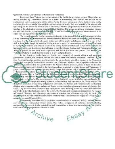 Familial Characteristics Of Koreans And Vietnamese