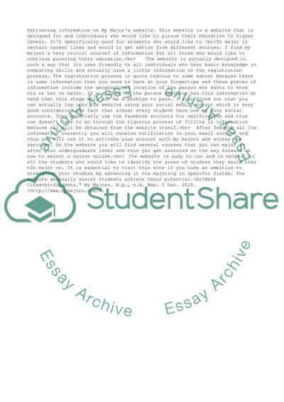 Retrieving Information on My Majors Website