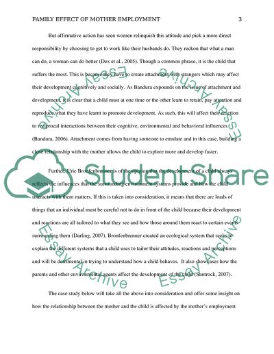 The Effect of Mother Employment on Families and Children