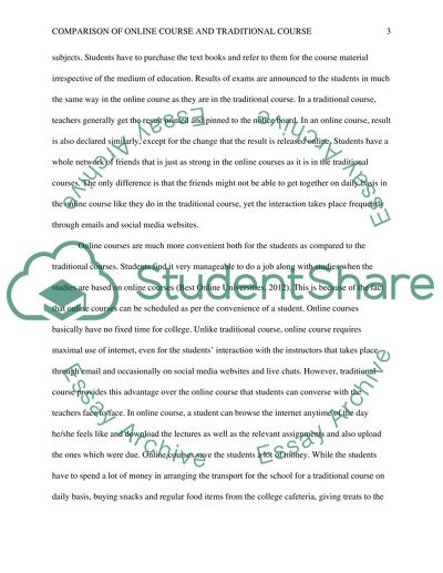 Comparison of Online Course and Traditional Course