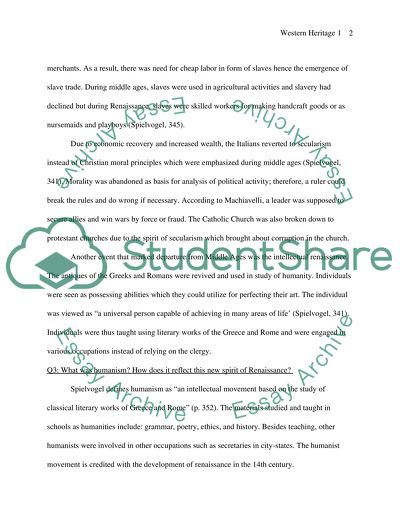 Questions on Western Heritage