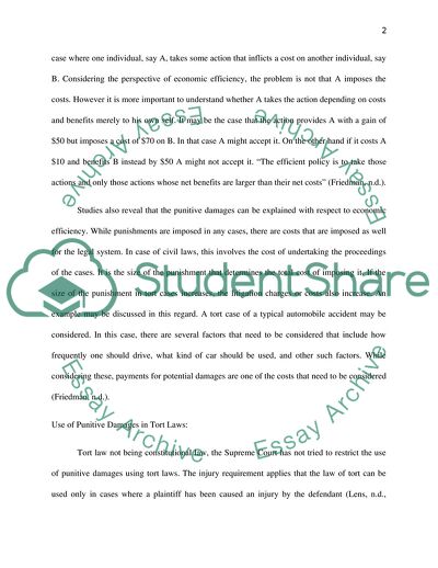 Justification of Use of Punitive Damages in Tort Law