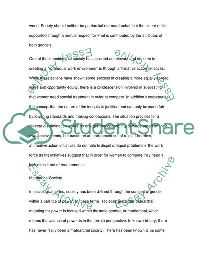 Gender and Value: Inequality in the Workplace Environment and Affirmative Action