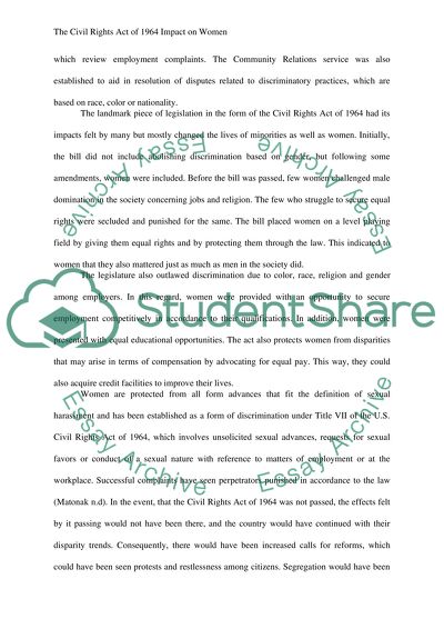 The Civil Rights Act of 1964 Impact on Women