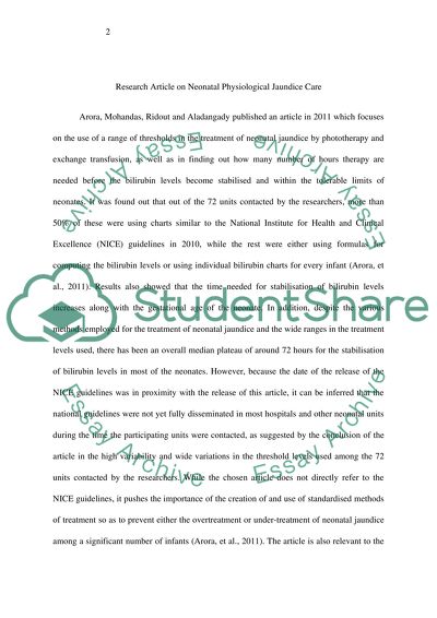 Physiological Jaundice in the Neonate