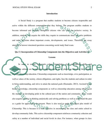 Incorporation of Citizenship Components into the Objectives and Activities of Lessons